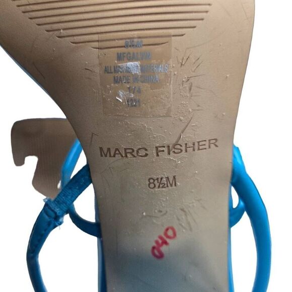 Marc Fisher Blue Open Toe Block Heel Strappy Sandal Size 8.5 - Picture 8 of 9